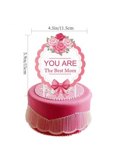 Y&D Mother's Day Party Decoration Best Mom Ever Flag Spiral Hanging Cake Card Set  - Image 4
