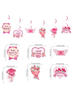 Y&D Mother's Day Party Decoration Best Mom Ever Flag Spiral Hanging Cake Card Set  - Image 2