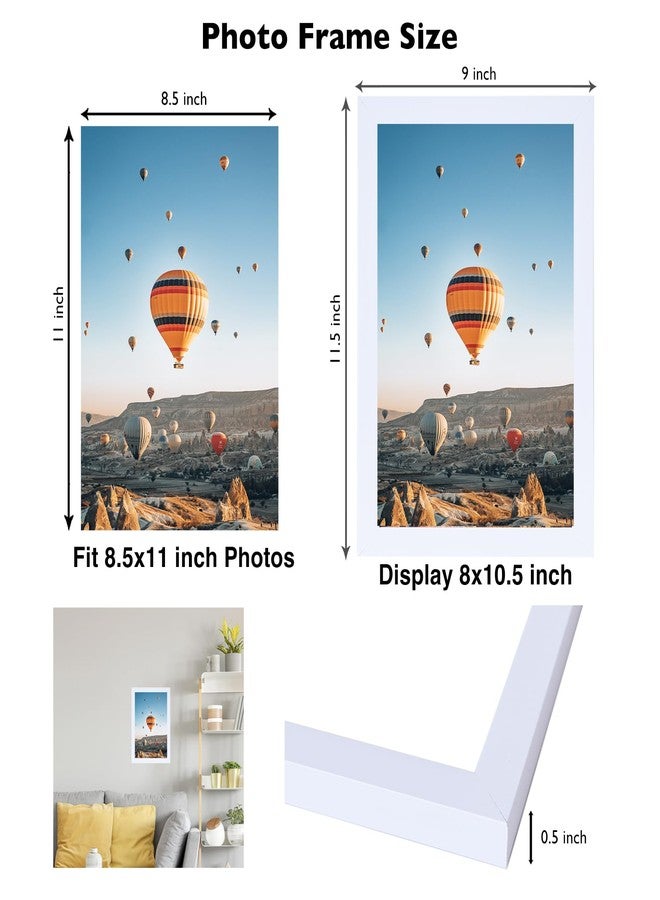 JCJMY إطار صور أبيض من JCJMY مقاس 8.5 × 11 بوصة، يُعلق على الحائط أو يوضع على الطاولة، يُمكن تثبيته أفقيًا أو رأسيًا، إطار صور جداري مقاس 8.5 × 11 بوصة مصنوع من زجاج شبكي مقاوم للكسر، أبيض - Image 3