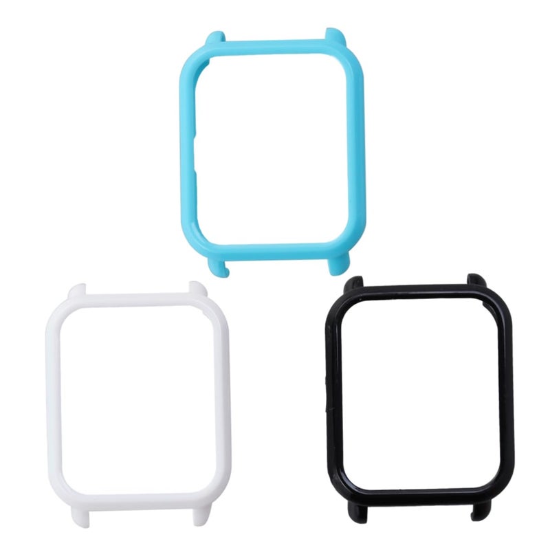 3Pcs Resin Watch Protector Case Full Coverage Bumper Protection Black White Blue - Image 2