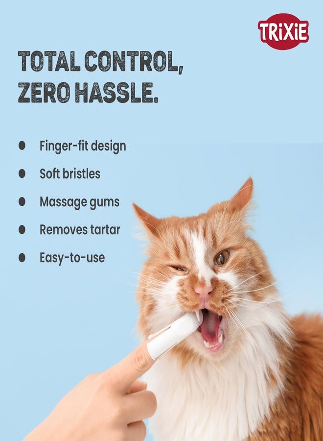 Trixie Finger Toothbrush and Massage brush Set for Dogs and Cats, Soft Bristles, Gently Clean Teeth, Dental Care, 6cm (Pack of 3) - Image 2