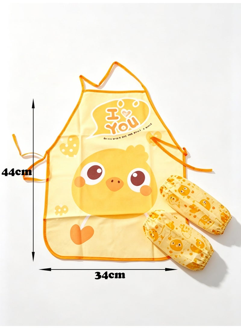 Baby Cartoon Yellow Chicken Bib with a Pair of Arm Sleeves - Image 5