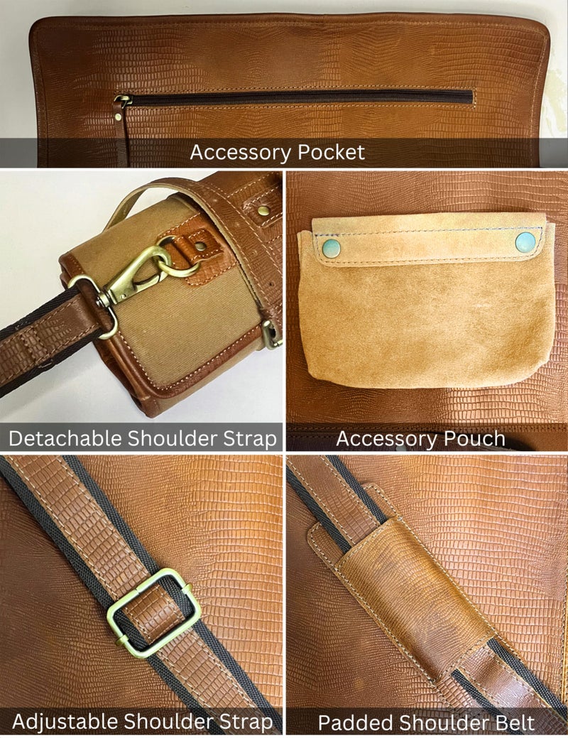 RUSTIC TOWN Full Grain Leather Chef Portable Knife Roll All Purpose Chef Roll (Large, Brown) - Image 3