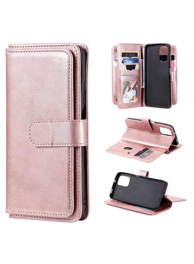 Case For Xiaomi Redmi Note 10 4G Multifunctional Magnetic Copper Buckle Horizontal Flip Solid Color Leather Case with 10 Card Slots & Wallet & Holder & Photo Frame