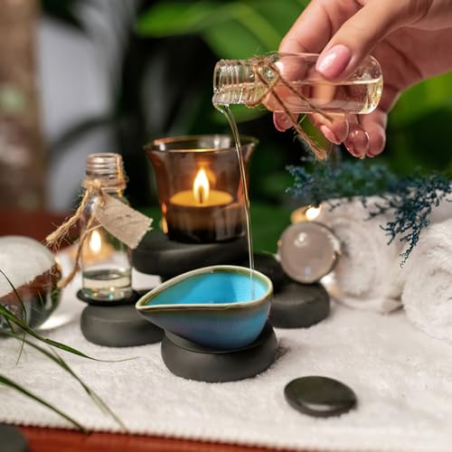KALLORY Essential Oil Mixing Dish, Ceramic Facial Mask Mixing Bowl Aroma Oil Holder Small Spa Dishes for Salon - Image 3
