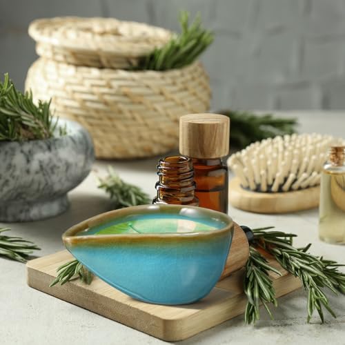 KALLORY Essential Oil Mixing Dish, Ceramic Facial Mask Mixing Bowl Aroma Oil Holder Small Spa Dishes for Salon - Image 4