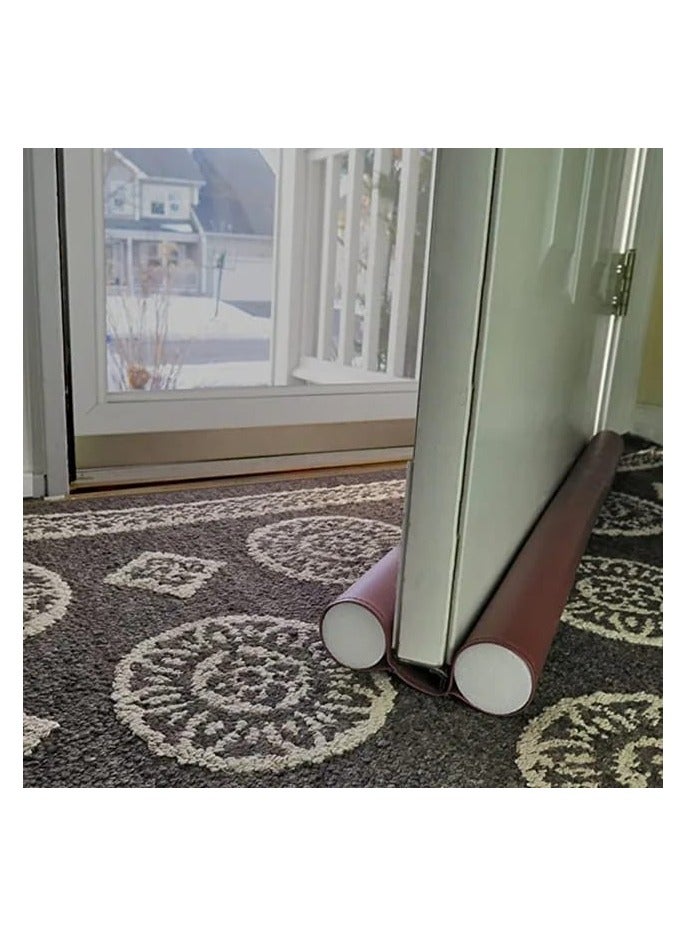Leather Door Bottom Sealing Strip Guard Sound Proof Noise Reduction Under Door Draft Stopper, Dust-Proof u0026 waterproof for seal strip, Easy install under-Door Weather stripping(Size 95 CM) Brown - Image 5