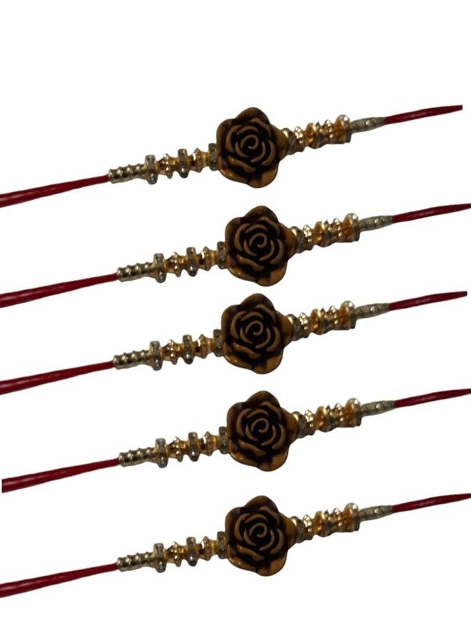 BDS CREATIONS 47 Designer Decorated Handmade Unique Moully Rakhi for Brother, Studded with Pearls & Diamond pack of 5pcs