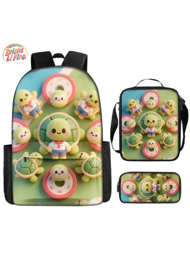 Bright Li Fire Unlock the new fashion of childish fun! Three-piece set of bags, cartoon elements for children and teenagers (students, children, friends' outings, mountain climbing, schooling, etc. can be used) - 29 - Image 1