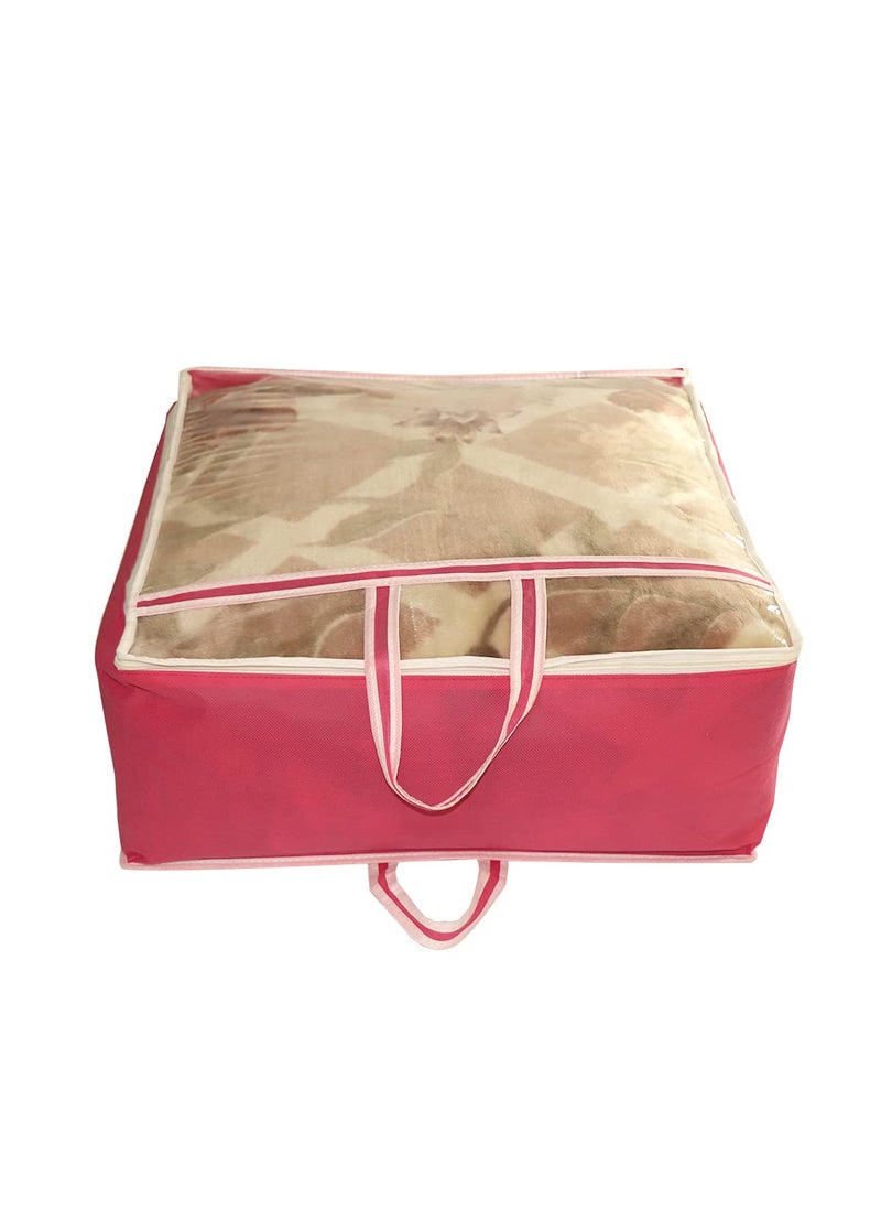 AARON INC AARON INC Present 1 Pieces Blanket Cover Storage Bag With Handle Front Transparent Clear Window Large Size Storage Bag Under Bed Storage Bag NonWoven 22 Centimeters Pink  - Image 1