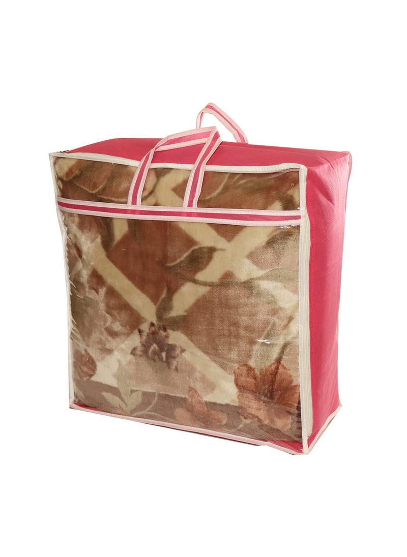 AARON INC AARON INC Present 1 Pieces Blanket Cover Storage Bag With Handle Front Transparent Clear Window Large Size Storage Bag Under Bed Storage Bag NonWoven 22 Centimeters Pink  - Image 5
