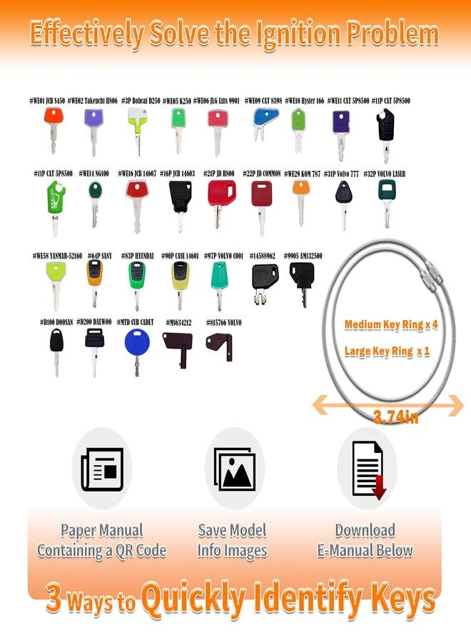 La Macaza 105PCS No-Duplicate Heavy Equipment Keys Master Set, Construction Ignition Key for CAT JLG Case JD Hyster Kubota Komatsu Yanmar Terex Ford New Holland Volvo JCB and More, LM105KS - Image 5