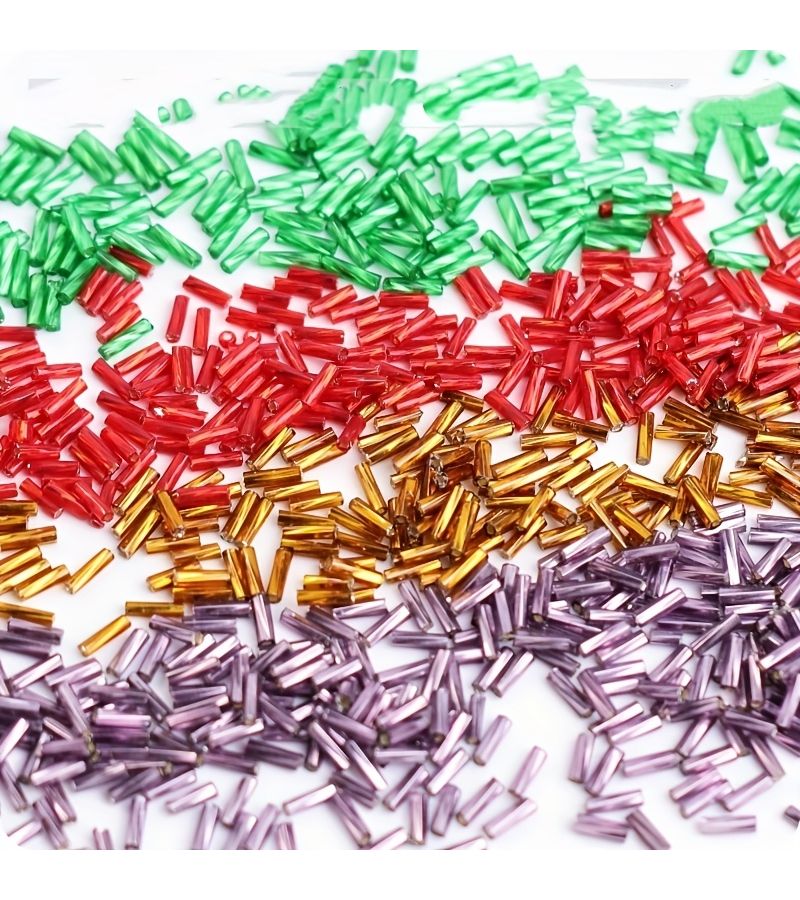 Green 2x6mm Glass Twisted Tube Beads 260pcs Bag for Jewelry Making Hand Sewn Wedding - Image 2