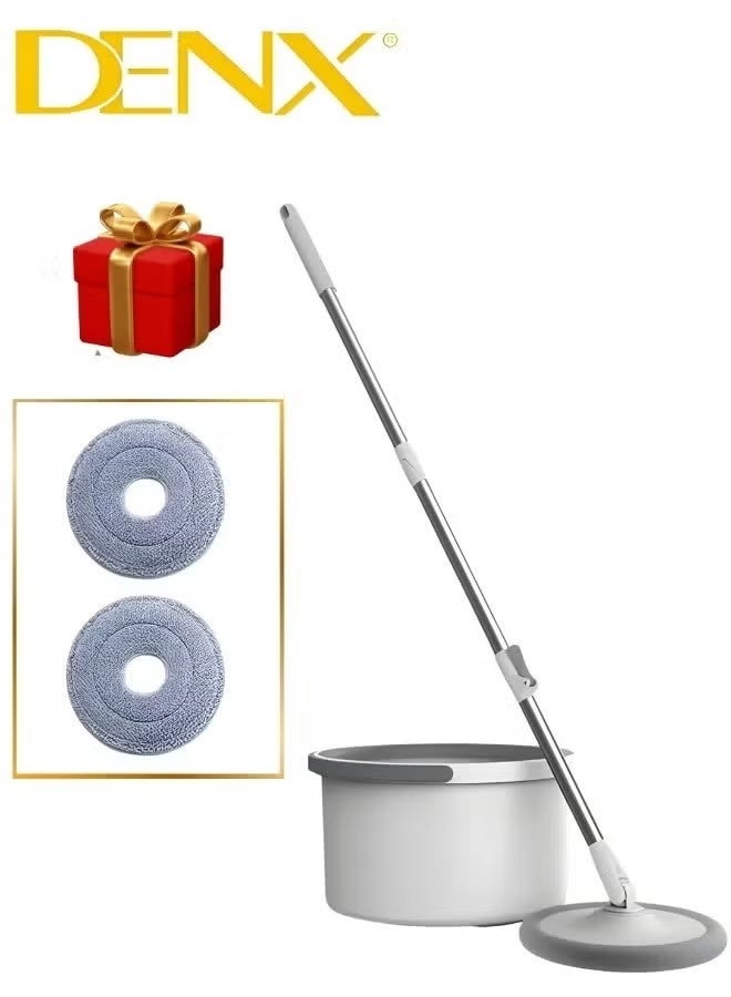 Denx Rotary Squeeze Mop and Bucket – Microfiber Spin Mop with 2 Pads – Hand-Free Floor Cleaning System - Image 1