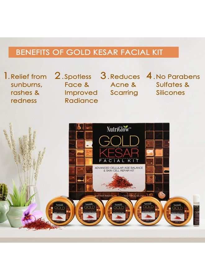 NUTRIGLOW Gold Kesar Facial Kit (260 Gm) & Bleach Cream (43Gm) For Bright Nourishing Skin Lighten Facial Hair No Paraben & Sulphate Pack Of 2 - Image 4