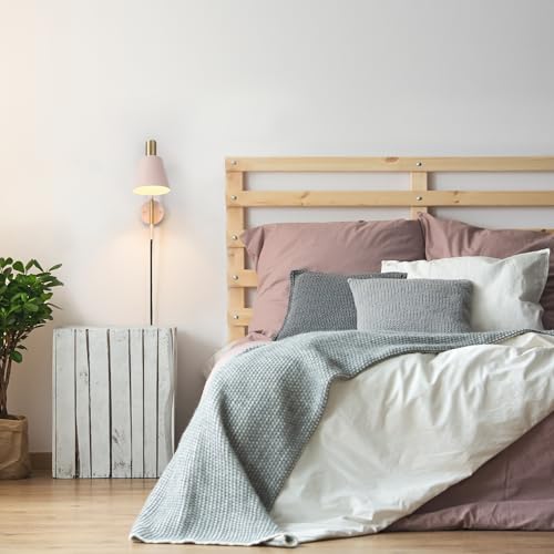 Globe Electric Cleo 1-Light Plug-in or Hardwire Wall Sconce, Blush Pink, Matte Brass Accents, Black Cloth Cord, Bulb Not Included - Image 2