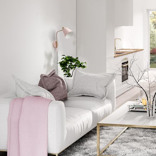 Globe Electric Cleo 1-Light Plug-in or Hardwire Wall Sconce, Blush Pink, Matte Brass Accents, Black Cloth Cord, Bulb Not Included - Image 4