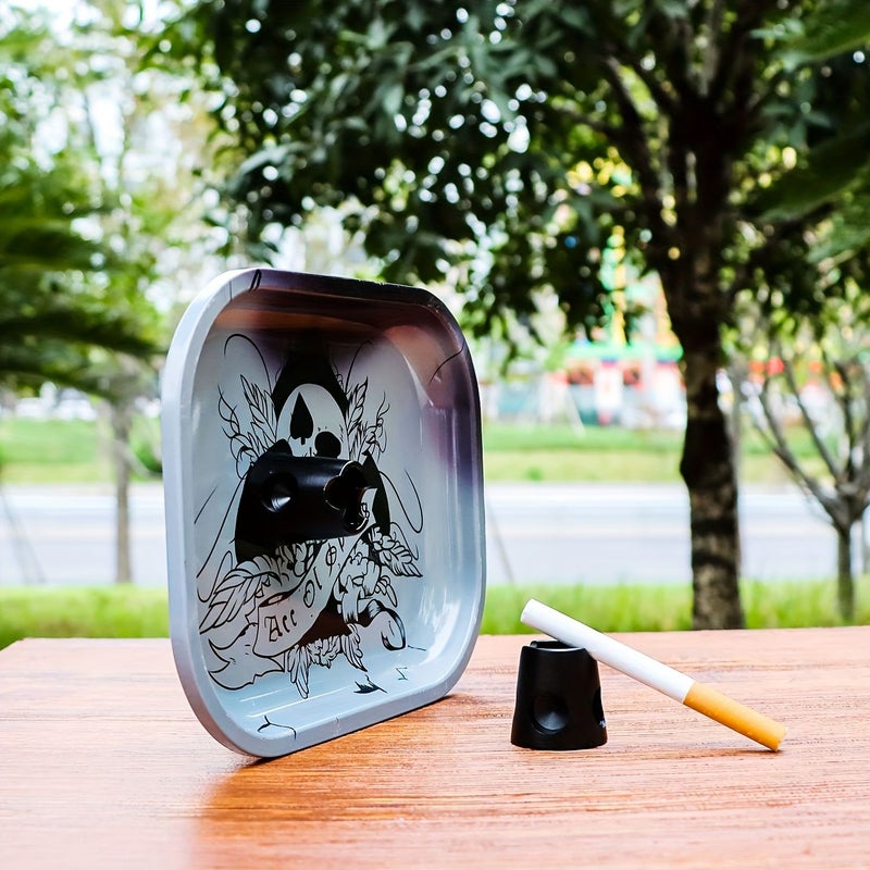 Black 5 Hole Magnetic Metal Cigarette Extinguisher Attaches To Tray Or Other Metallic Surfaces Compact Practical Smoking Accessory - Image 2