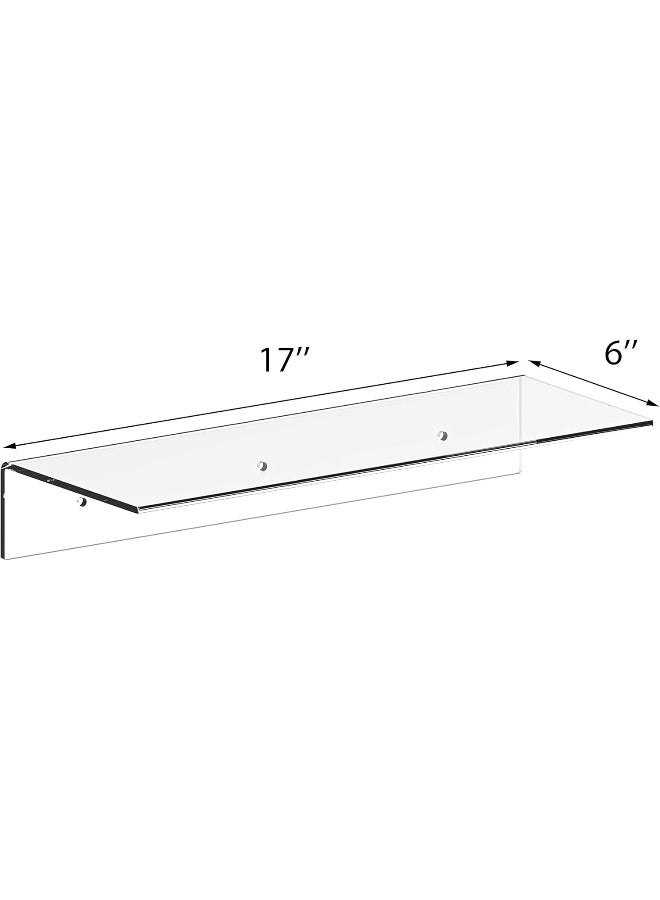 TPGP 17 Inch Contemporary Clear Acrylic Floating Shelves - Wall Mounted Display Organizer, Set Of 2 (17 Inches)  - Image 2