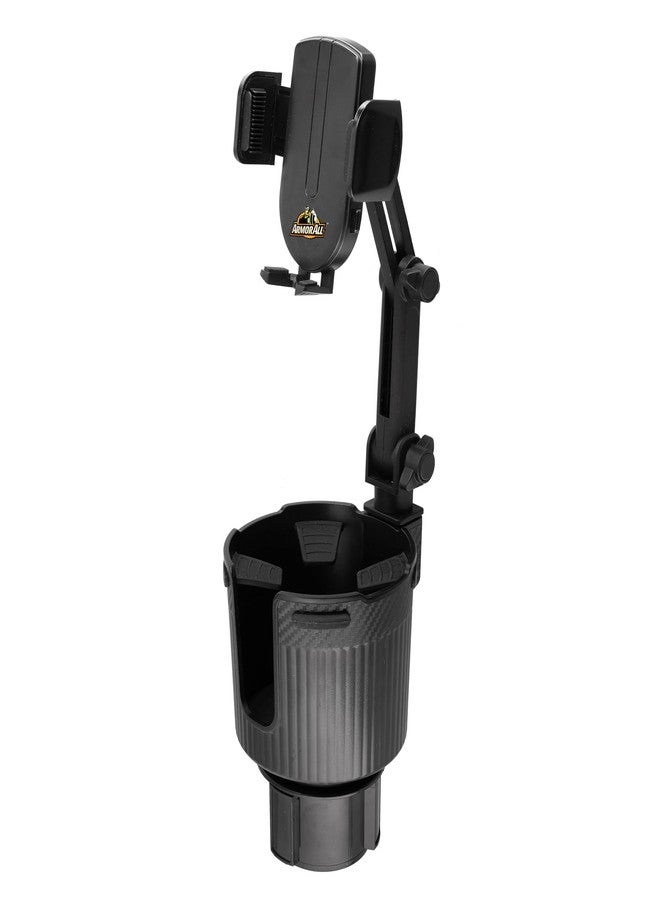 Armor All 2-in-1 Cup Holder Cell Phone Holder, Dual Cellphone Car Mount and Cupholder, XL Cupholder Holds Bottles, 6” in Arm 360° Degree Rotatable, Swivel Phone Mount Fits Most Phones, Expandable Base - Image 1