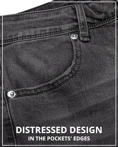 GRAPENT Women's Business Casual Outfits for Work Wide Leg Indie Bellbottoms Stretch Jeans for Women's Baggy Clothes Color Soft Black Size 12 14 - Image 5