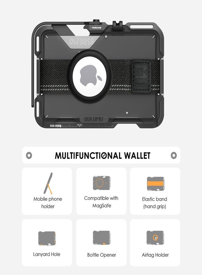 Aulumu G03 Transparently Magnetic Wallet Card Holder | Magnetic Wallet Compatible with MagSafe | Multi Function - Mobile Phone Stand/Grip | Bottle Opener | RFID Shielding Card - Translucent Grey - Image 2