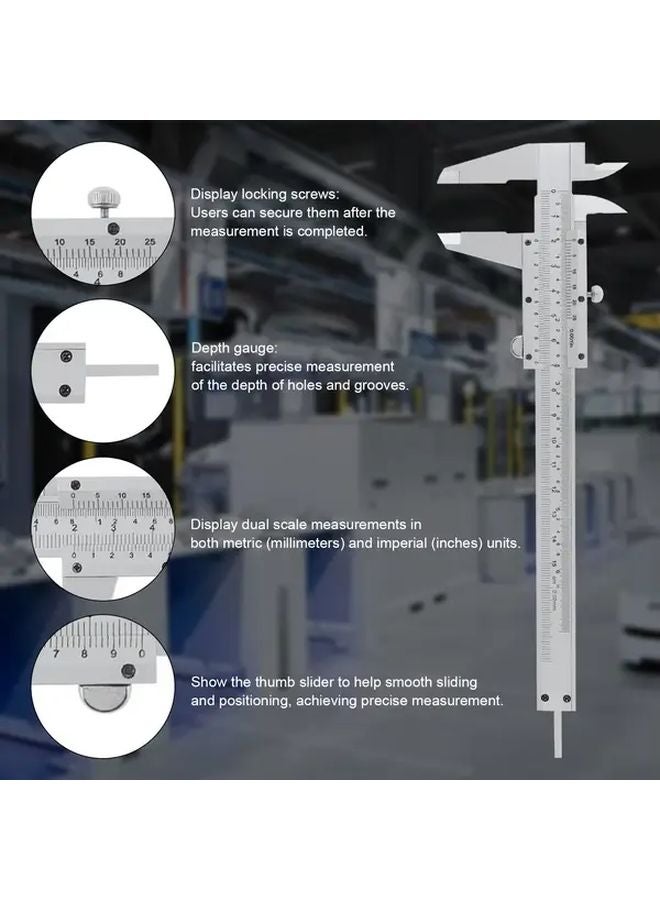 2pcs Precision Vernier Caliper Set 0 6 Inches Dual Metric Imperial Scale Carbon Steel - Image 5