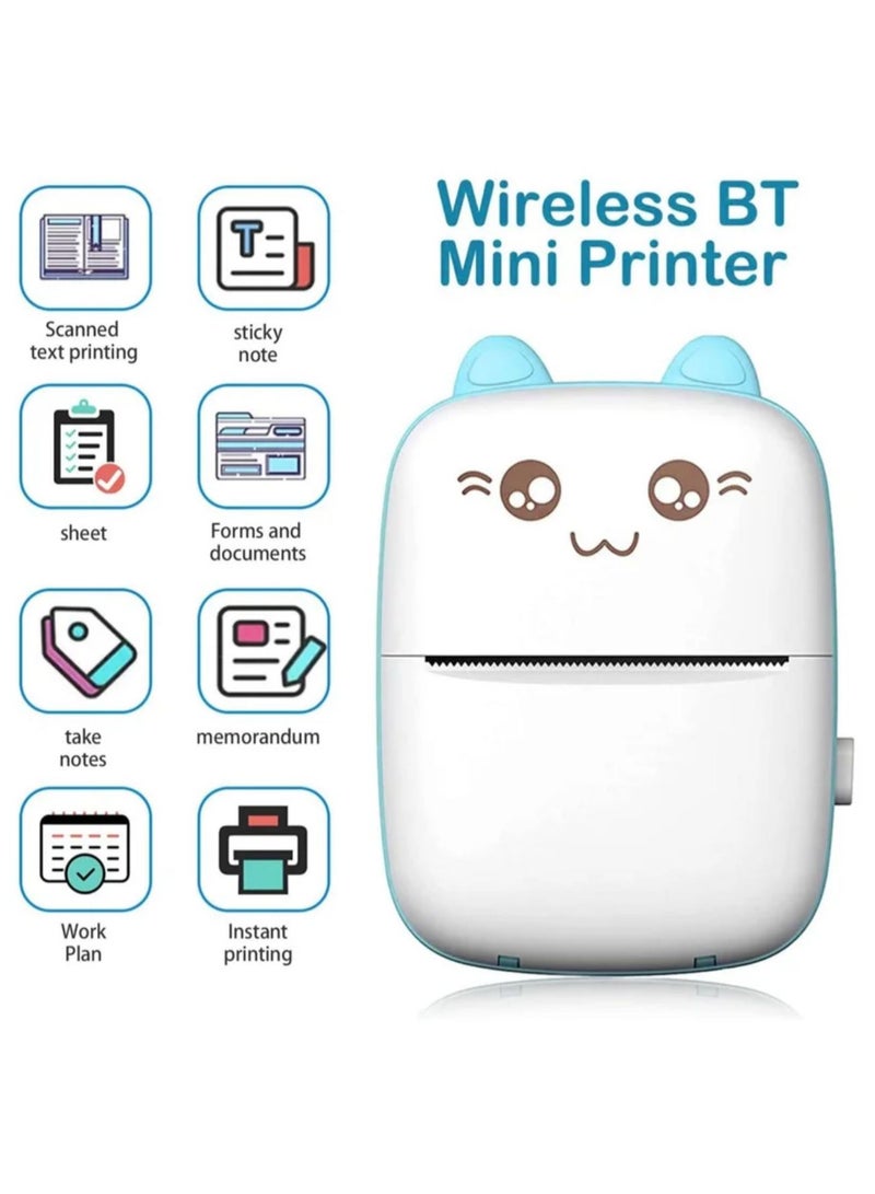 Mini Printer,Portable Labler Maker with 5 adhesive Sticker Paper, Bluetooth Sticker Printer Wireless Inkless printer Compatible with iOS/Android for Study Notes Journal,Memo,Photo,Lists,QR,Adress  - Image 2