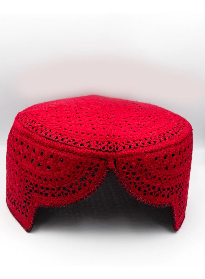Sindhi Topi Kufi Traditional Ethinic Handmade Cap with Embroidered Front Cut for Kids and mens  , Ramadan, Eid Gift for Muslims Made in Pakistan  - Image 1