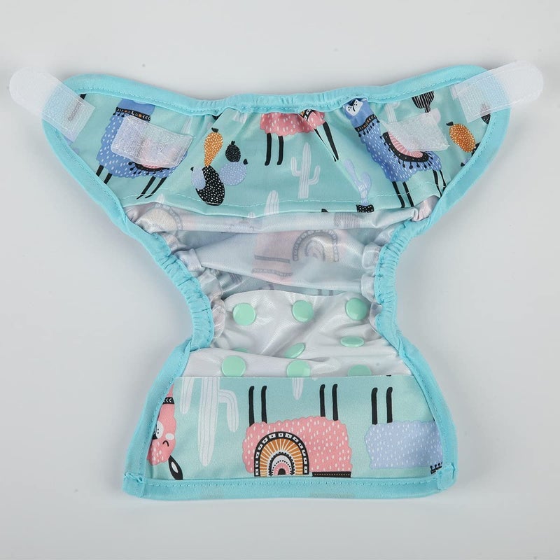 Sigzagor Newborn Diaper Cover with Snap and Loop - Blue Alpaca - Size 1 - Image 4