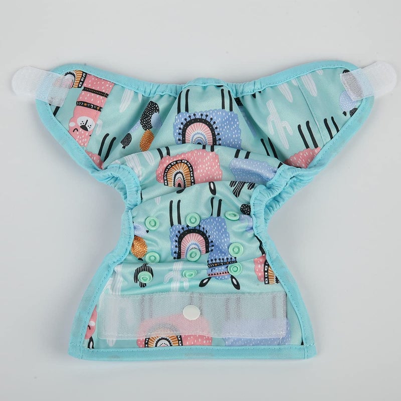 Sigzagor Newborn Diaper Cover with Snap and Loop - Blue Alpaca - Size 1 - Image 3