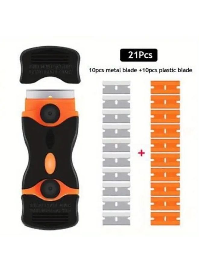 21 Pcs Double Ended Scraper Tool For Car Film Glue Removal Durable PP Metal Construction - Image 1