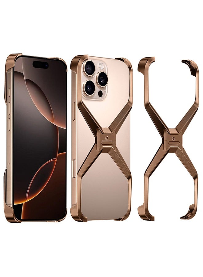 ( for iPhone 16 Pro Max ) Case X Shape Anti-Fall Bare Phone Case,Cool Design Luxury Metal Shockproof Anti-Scratch Slim Borderless Case - Image 3