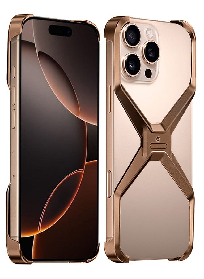 ( for iPhone 16 Pro Max ) Case X Shape Anti-Fall Bare Phone Case,Cool Design Luxury Metal Shockproof Anti-Scratch Slim Borderless Case - Image 2