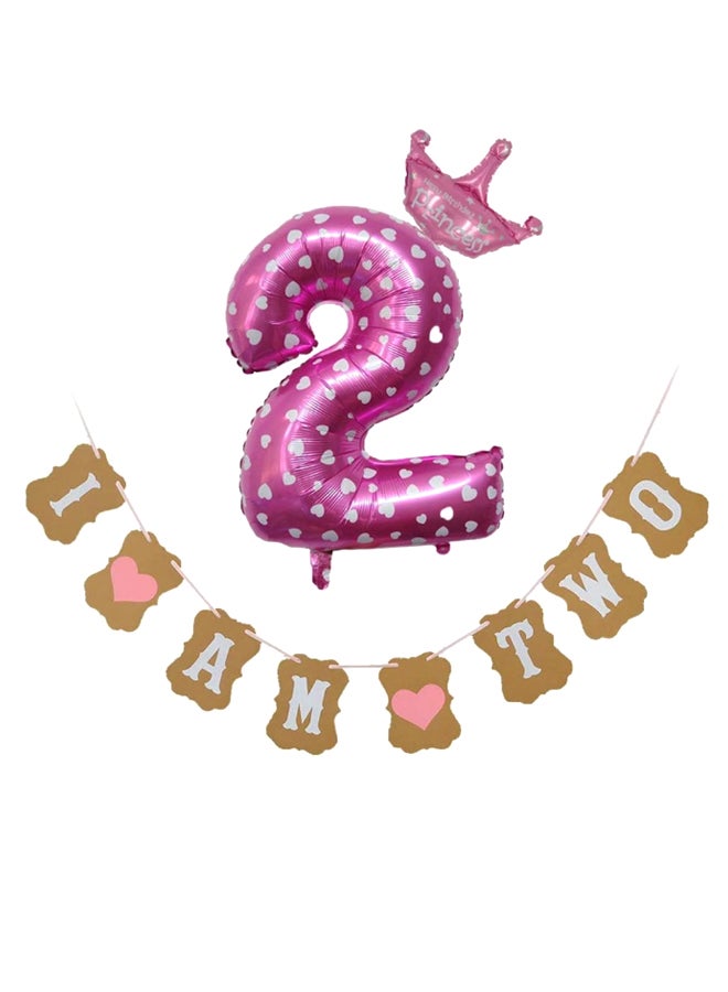 NIBEMINENT Second Birthday Party Decoration Balloon With Crown And Banner - Image 1