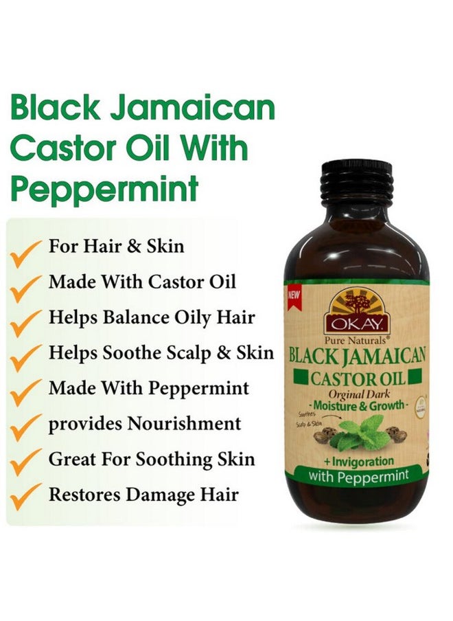 OKAY Black Jamaican Castor Oil Original Dark With Peppermint 4Oz / 118Ml  - Image 5