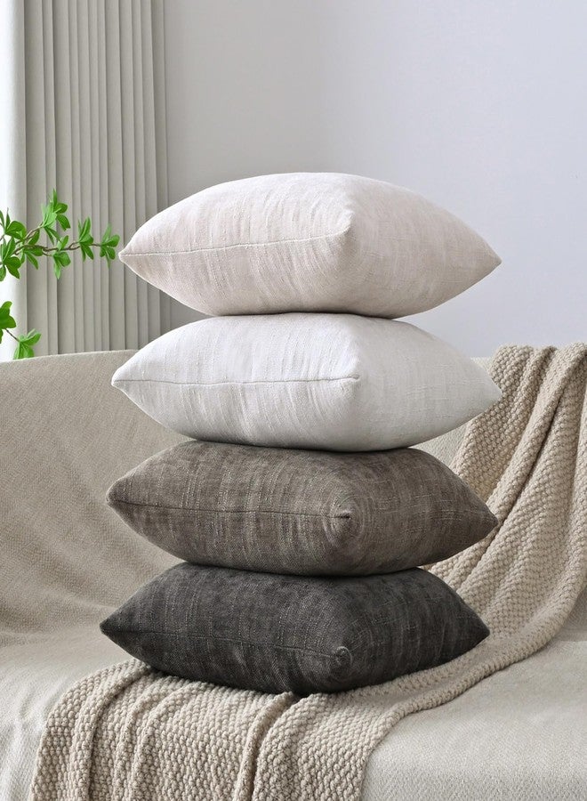 Cozoomy مجموعة كوزومي من 4 أغطية وسائد زخرفية ناعمة الملمس 18x18 بوصة غطاء وسادة مريح بأسلوب المزرعة مربع لوسائد التزيين للسرير والأريكة وغرفة المعيشة، محايد - Image 2