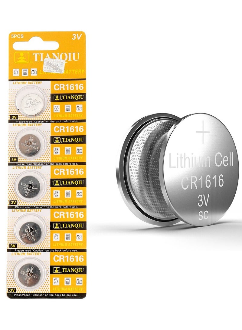 TIANQIU 5 Pcs CR1616 Lithium Button Cell Battery, 3V, Long-Lasting Power for Watches, Car Keys, Calculators, and Electronics  - Image 1