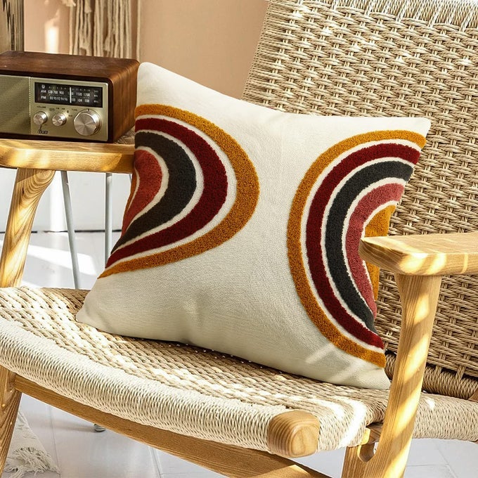 BOHO ABSTRACT THROW PILLOW COVERS 20X20 TUFTED SUN PILLOW COVERS COLORFUL MID CENTURY MODERN PILLOW COVERS BOHO PILLOWS DECORATIVE THROW PILLOW CASE FOR BED COUCH LIVING ROOM1PC