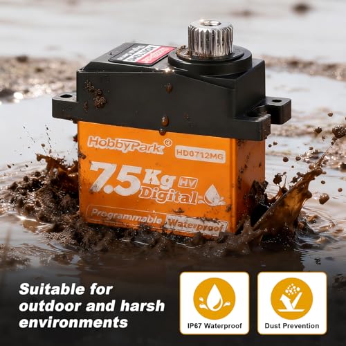 HobbyPark Waterproof 75kg High Torque RC Micro Servo Metal Gear Digital Arduino Servo for 118 TRX4M TRX4MT Redcat Ascent18 Losi Mini LMT 110 TRX4 SCX10 RC Crawler RC Car Plane Boat Robot - Image 5