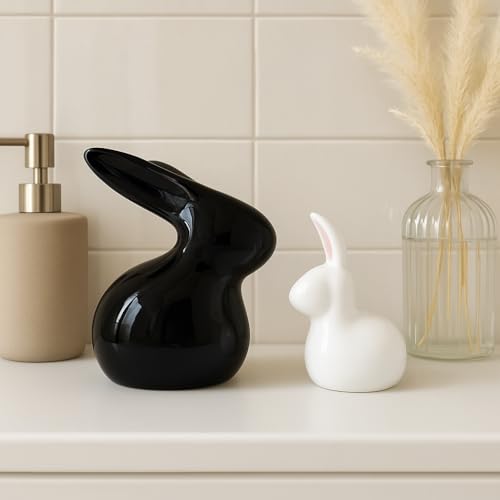SRJANA Home Décor Ceramic Rabbit Figurines (Set of 2, Black and White) - Image 5