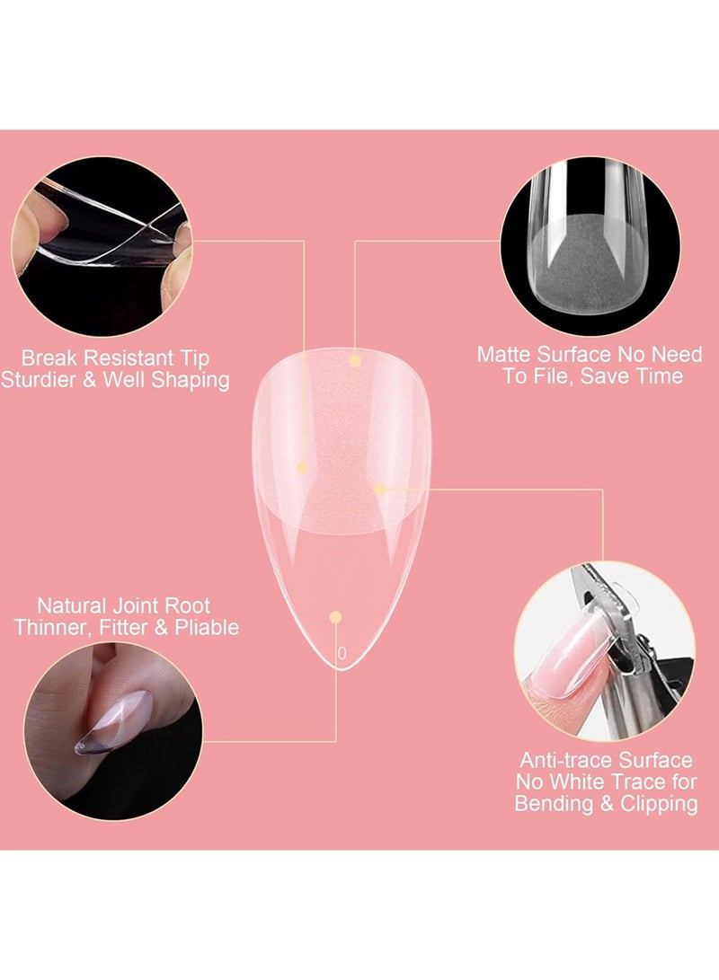 SYOSI 120 Pcs Acrylic Almond Full Cover Nail Tips,Almond Fake Gel Nail Tips,Clear Medium Almond Tips Half Matte Artificial False Nails for Home Nail Salons and DIY Nail Art  - Image 4