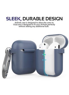 NIBEMINENT Anti-Slip Soft Case Cover For Apple AirPods And AirPods2 Navy Blue  - Image 3