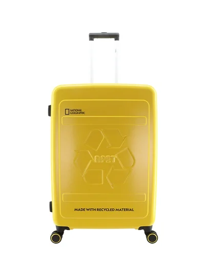 NATIONAL GEOGRAPHIC National Geographic RPET Balance Hardshell Large Check-In Suitcase, Durable Lightweight  TSA Combination Lock Travel Luggage, 4 Quite Spinner Wheel Trolley Bag (28 Inch) Yellow.