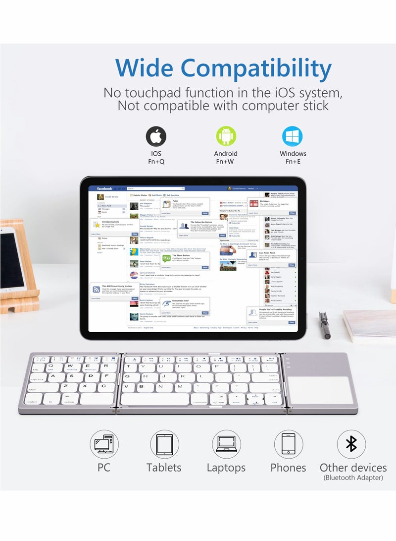 Wireless Foldable Bluetooth Keyboard with Touchpad for Easy Typing