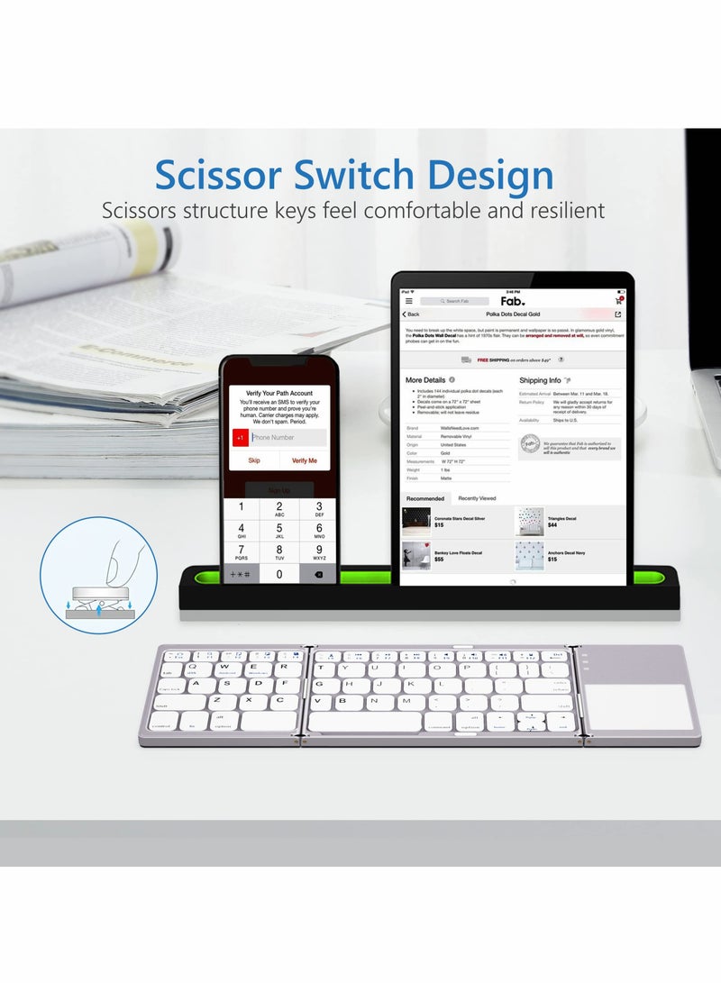 Wireless Foldable Bluetooth Keyboard with Touchpad for Easy Typing