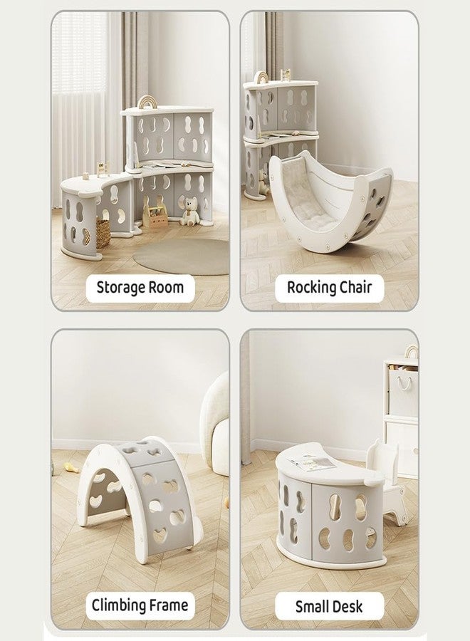 StarAndDaisy Multi-Function Kids Cabinet/Study Table/Desk, Baby & Kids C-Shape Frame | Mini Climbing Frame for Toddlers | Durable Plastic Rocking Recliner Bed, Indoor Play Furniture -Grey - Image 3