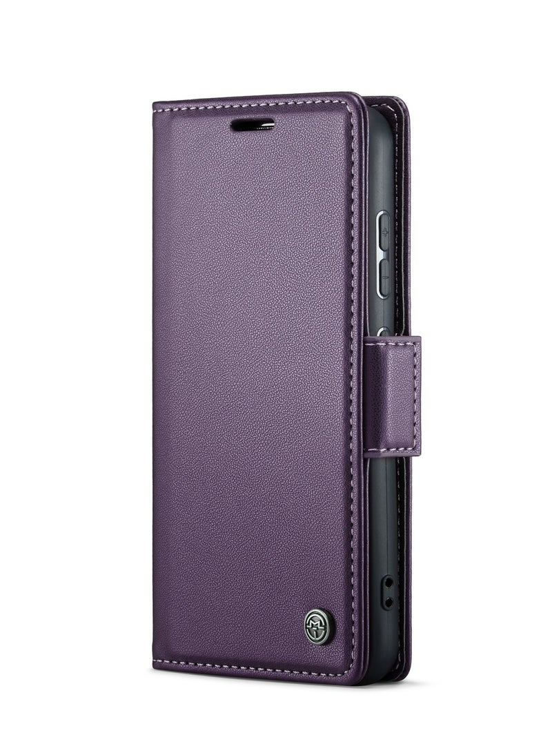 CaseMe Flip Wallet Case For Samsung Galaxy S24 , [RFID Blocking] PU Leather Wallet Flip Folio Case with Card Holder Kickstand Shockproof Phone Cover (Purple) - Image 5