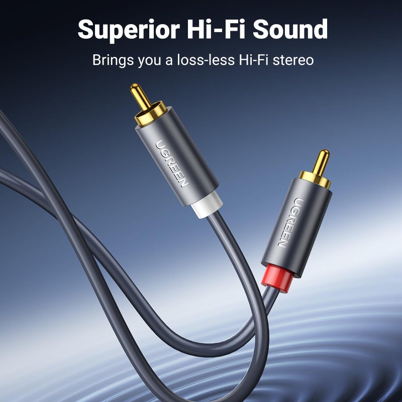 UGREEN RCA Cable, 6.6FT 2RCA Male to 2RCA Male Stereo Audio Cable Gold Plated Car Subwoofer Adapter Dual Shielded Red and White Cord for Home Theater Amplifier Hi-Fi System Car Audio Speaker - Image 3