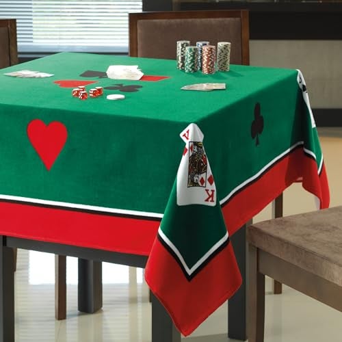 Beachland 60.5-Inch Square Velour Table Cloth - 100% Cotton, Game Cards Design - Soft, Durable, Machine Washable - Perfect for Game Night (Cards Table Towel, 60.5" Square) - Image 1